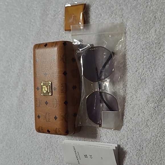 MCM Gold Frame Hexagonal Sunglasses with Gray Gradient Lenses
